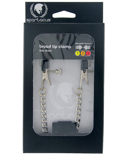 Spartacus Adjustable Broad Tip Nipple Clamps W-link Chain