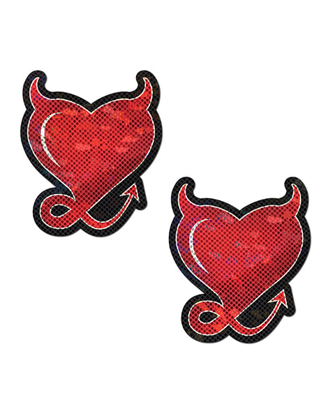 Pastease Devil Glitter Hearts W-horns & Tail - Red O-s