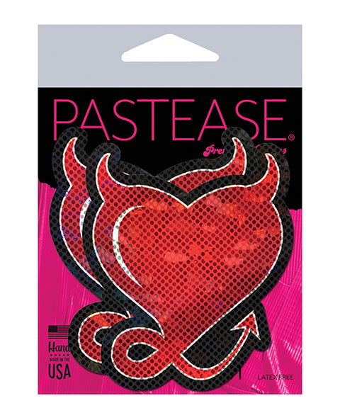 Pastease Devil Glitter Hearts W-horns & Tail - Red O-s