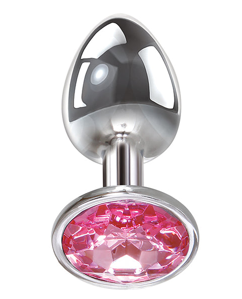 Adam & Eve Pink Gem Anal Plug Small - Silver-pink