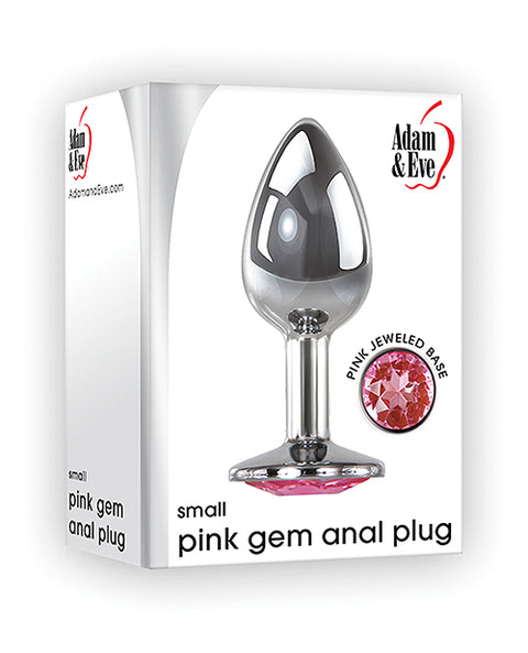 Adam & Eve Pink Gem Anal Plug Small - Silver-pink