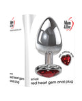 Adam & Eve Red Heart Gem Anal Plug - Small Red-chrome