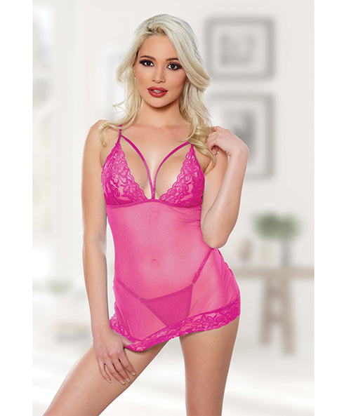 Allure Blush Me Babydoll & G-string Hot Pink O-s