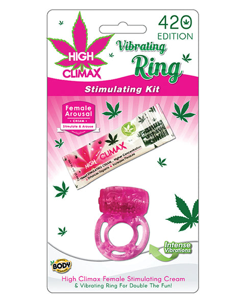 High Climax Vibrating Ring Stimulating Kit W-hemp Seed Oil - Pink