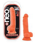 Blush Neo Elite 7.5" Silicone Dual Density Cock W-balls - Neon Orange