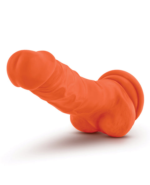 Blush Neo Elite 7.5" Silicone Dual Density Cock W-balls - Neon Orange