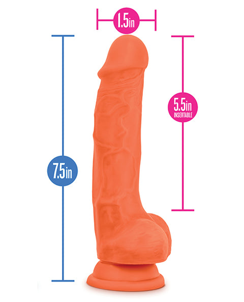 Blush Neo Elite 7.5" Silicone Dual Density Cock W-balls - Neon Orange