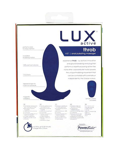 Lux Active Throb Anal Pulsating Massager W-remote - Dark Blue