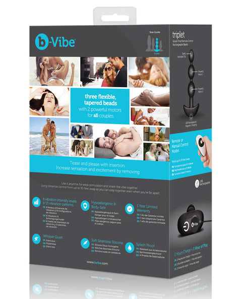 B-vibe Remote Triplet Anal Beads - Black