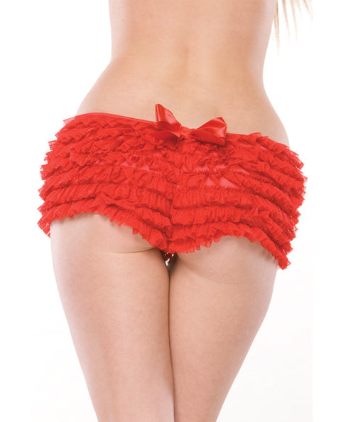 Ruffle Shorts W-back Bow Detail Red Xxl