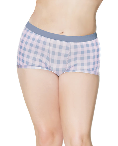 Crystal Pink Buffalo Check Print Short Grey-pink Os-xl