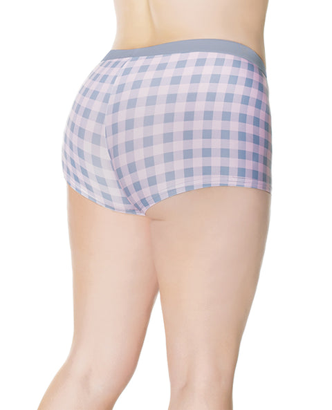 Crystal Pink Buffalo Check Print Short Grey-pink Os-xl