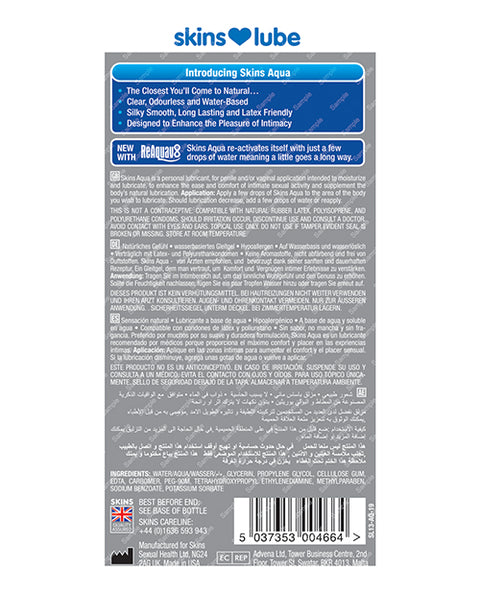 Skins Aqua Water Based Lubricant - 4.4 Oz
