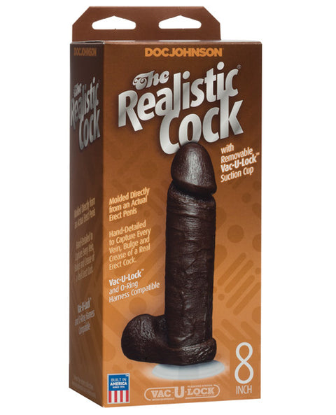 8" Realistic Cock W-balls - Black