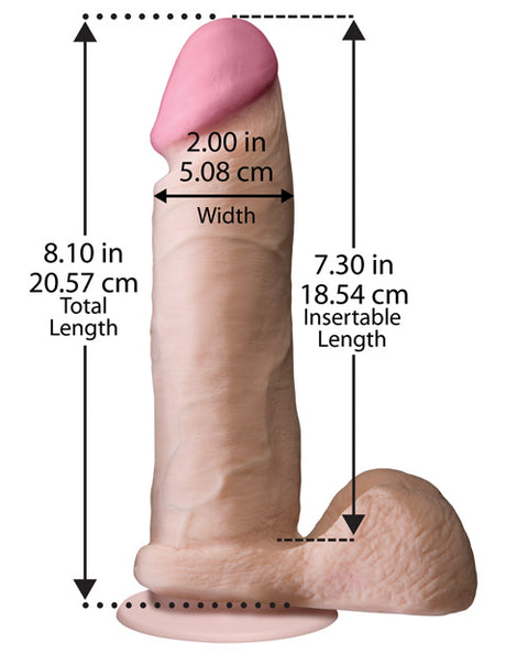 Realistic 8" Ultraskyn Cock W-balls - White