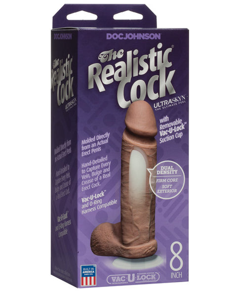 Realistic 8" Ultraskyn Cock W-balls - Brown
