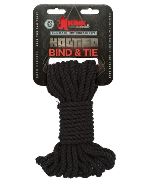 Kink Bind & Tie Hemp Bondage Rope - 30 Ft - Black