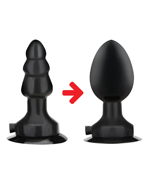 Lux Fetish 4" Inflatable Vibrating Butt Plug W-suction Base - Black