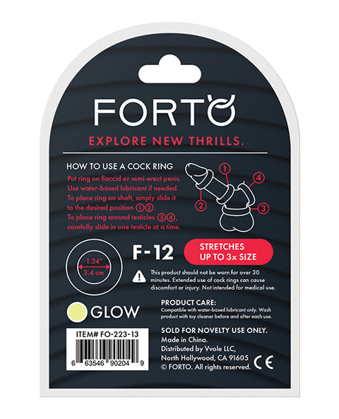 Forto F-12 35mm Liquid Silicone Cock Ring - Glow In The Dark