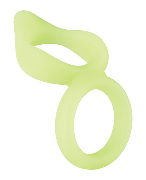 Forto F-88 Double Ring Liquid Silicone Cock Ring - Glow In The Dark