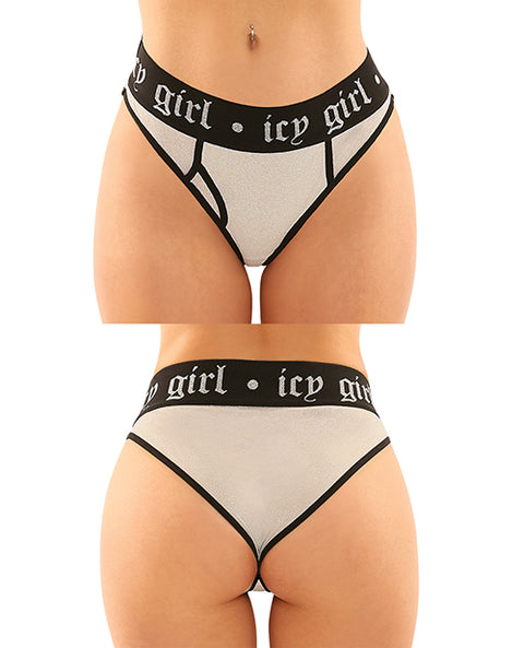 Vibes Buddy Pack Icy Girl Metallic Boy Brief & Lace Thong Black S-m
