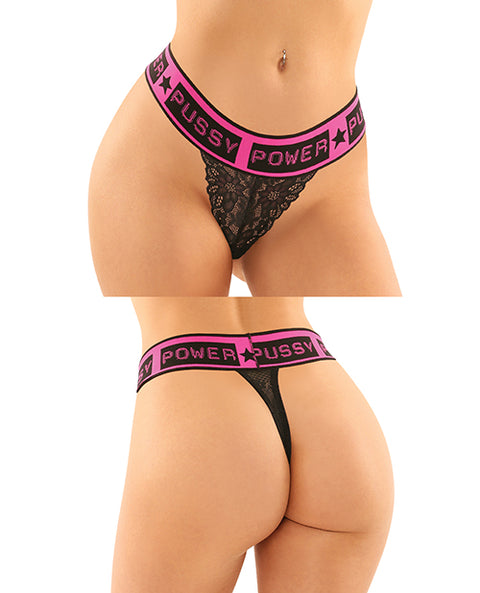 Vibes Buddy Pack Pussy Power Micro Brief & Lace Thong Pnk-blk L-xl