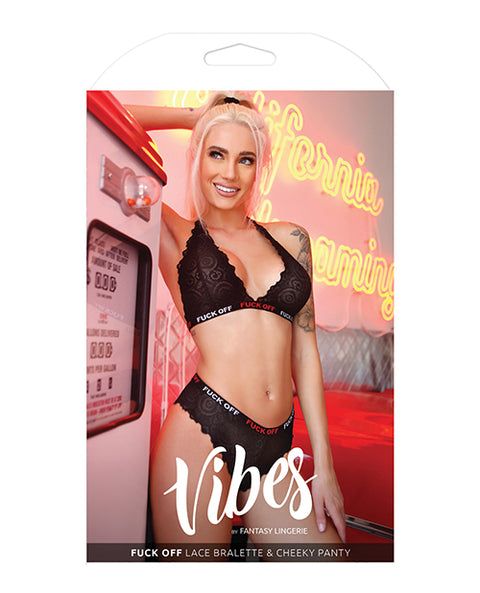 Vibes Fuck Off Lace Bralette & Cheeky Panty Black L-xl