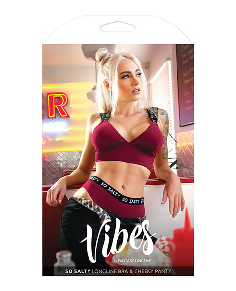 Vibes So Salty Long Line Bra & Cheeky Panty Berry Bliss M-l