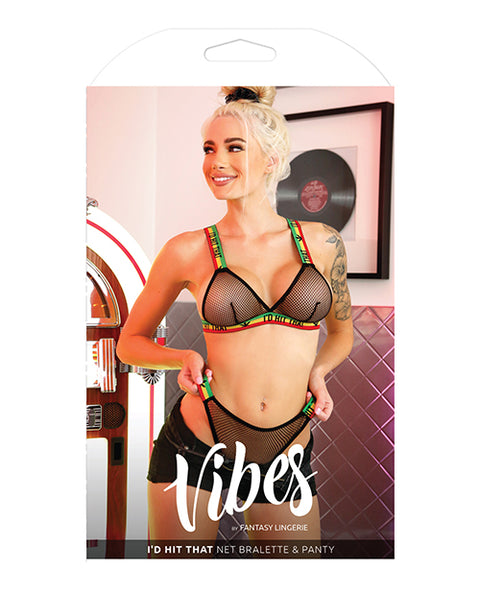 Vibes I'd Hit That Net Bralette & Panty Black L-xl