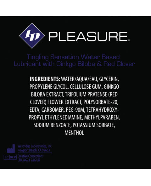 Id Pleasure Waterbased Tingling Lubricant - 2.2 Oz Flip Cap Bottle