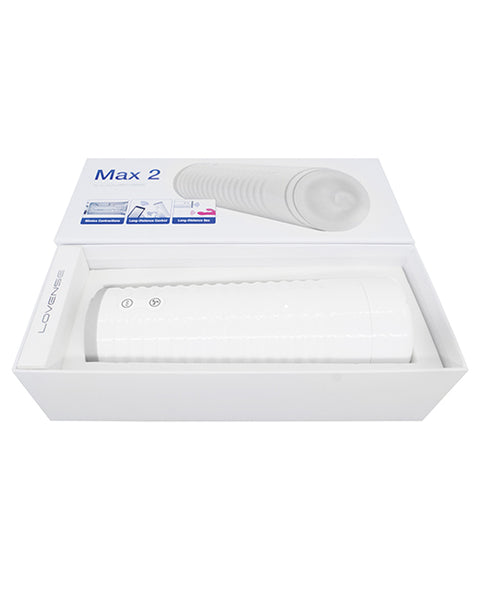 Lovense Max 2 Rechargeable Male Masturbator W- White Case - Clear Sleeve