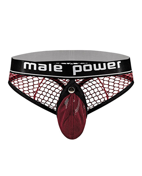 Cock Pit Fishnet Cock Ring Thong Red S-m
