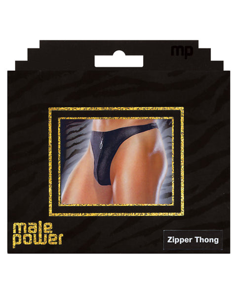 Male Power Zipper Thong Black S-m