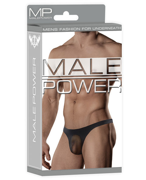 Male Power Sheer Nylon Lycra Pouch Thong Black L-xl
