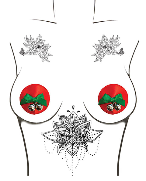 Burlesque Jingle Deez Bells Reusable Silicone Nipztix - Red O-s