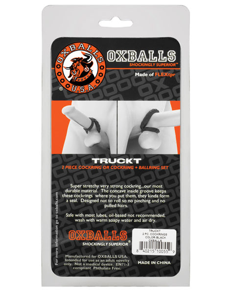 Oxballs Truckt Cock & Ball Ring - Black Pack Of 2