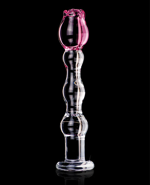 Icicles No. 12 Hand Blown Glass Massager - Clear W-rose Tip