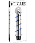 Icicles No. 20 Hand Blown Glass Vibrator Waterproof - Clear W-blue Swirls