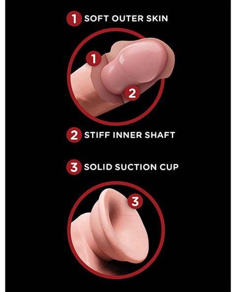 King Cock Plus 6" Triple Density Cock W-swinging Balls - Ivory