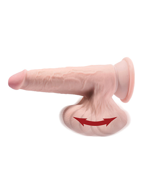 King Cock Plus 9" Triple Density Cock W-swinging Balls - Ivory