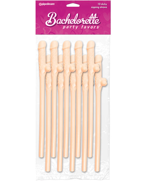 Bachelorette Party Favors Dicky Sipping Straws - Flesh Pack Of 10