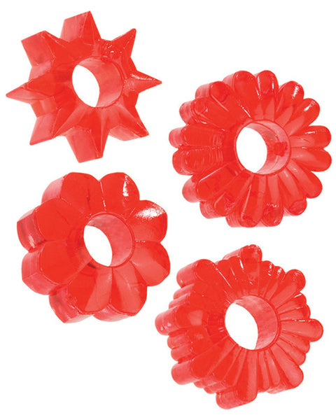 Basic Essentials Rings - Red Set Of 4