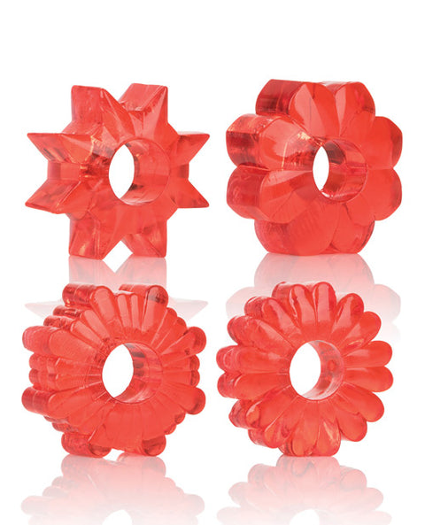 Basic Essentials Rings - Red Set Of 4