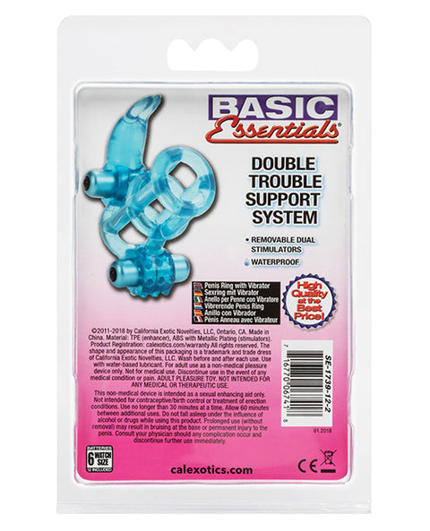 Basic Essentials Double Trouble Vibrating Support System - Blue