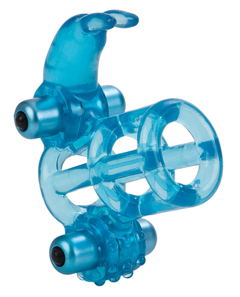 Basic Essentials Double Trouble Vibrating Support System - Blue