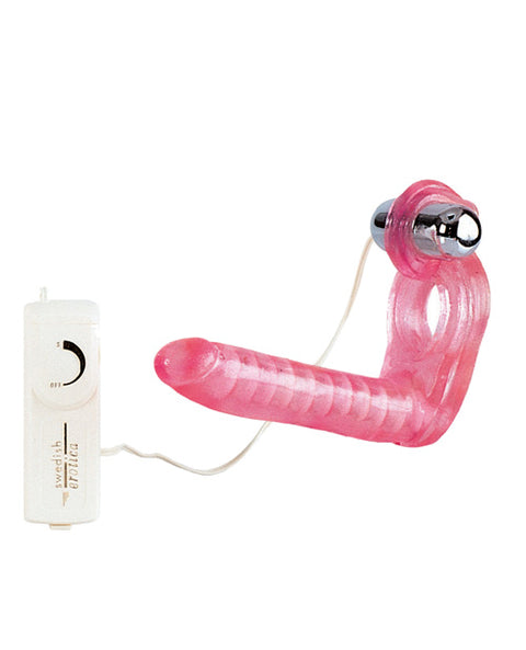 The Ultimate Triple Stimulator Flexible Dong W-cock Ring - Pink