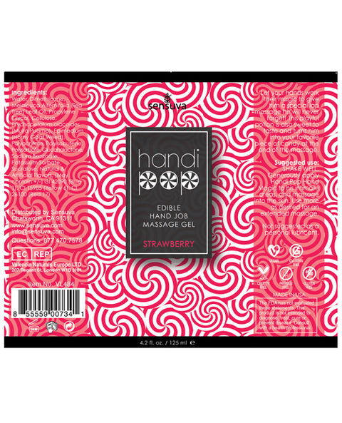 Handipop Hand Job Massage Gel - 4.2 Oz Bottle Strawberry