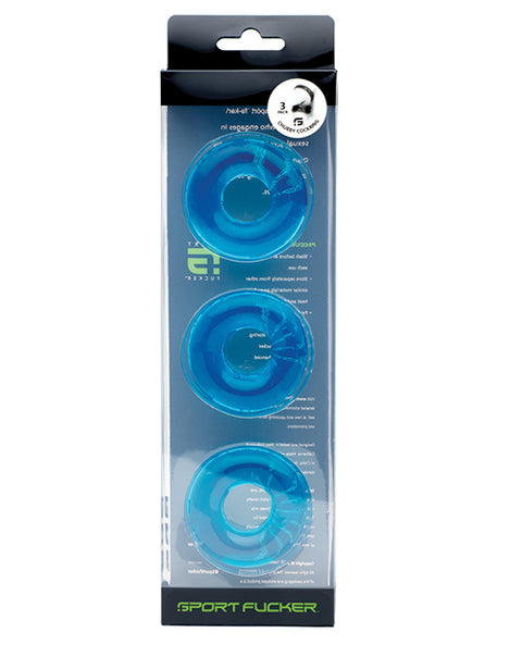 Sport Fucker Chubby Cockring Pack Of 3 - Ice Blue