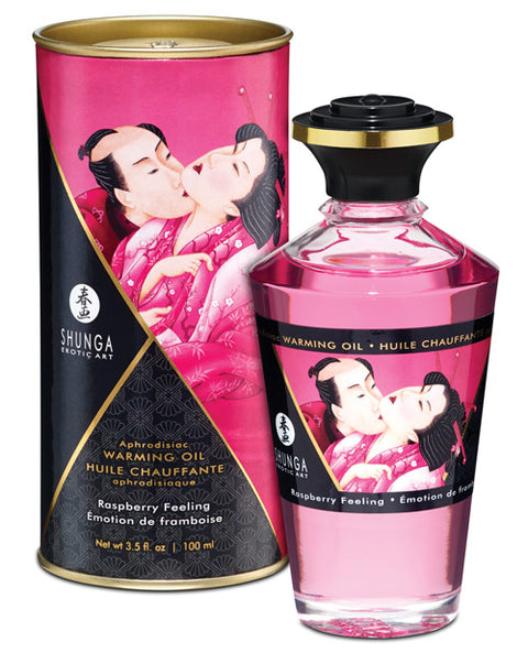 Shunga Warming Oil - 3.5 Oz Raspberry Feeling