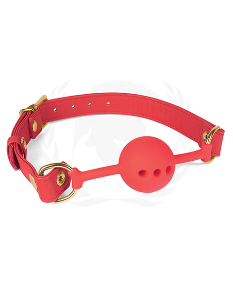 Spartacus Silicone Ball Gag W-red Pu Straps - 46 Mm